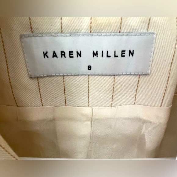 Vintage Karen Millen tailored pint striped off white fitted jacket Women’s sz 4 - Picture 3 of 9